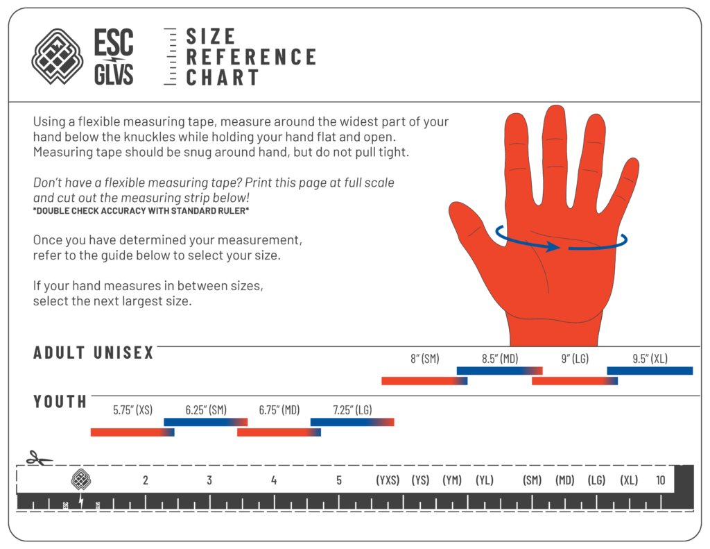ESC Glove Size Chart